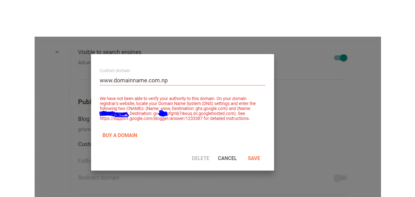 Cname Records To Set Up .Com.np Domain With Blogger