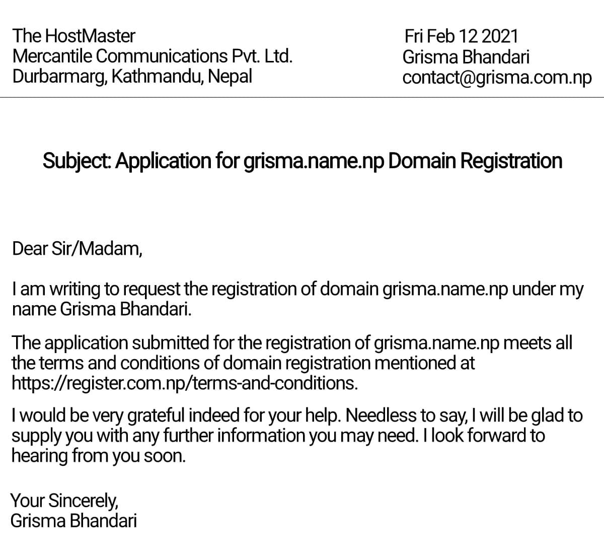 How To Register .Com.np Domain For Free In Nepal? 6 Cover Letter For Registration Of .Com.np Domain