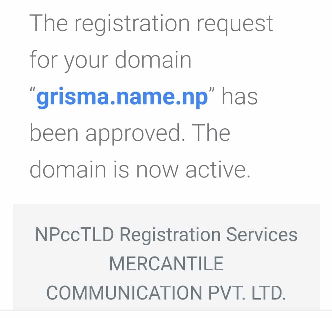 How To Register .Com.np Domain For Free In Nepal? 1 Registration Of .Np Domain Success