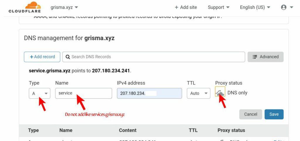 How To Host A Subdomain On A Different Hosting Server (2026 Guide) 2 Setting A Record On Cloudfare To Host A Subdomain On A Different Server