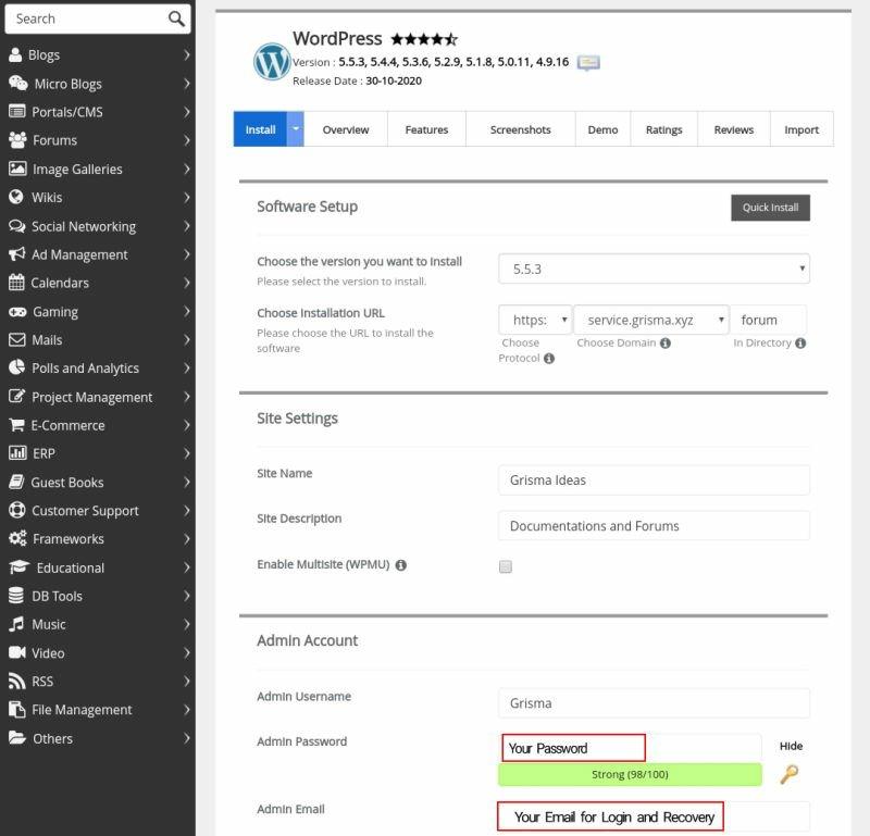 How To Install Wordpress On Cpanel Using Softaculous App Installer 3 Installer