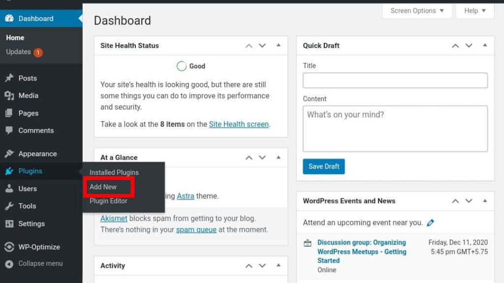 Wordpress Plugins Add New Screen For Installing Jetpack