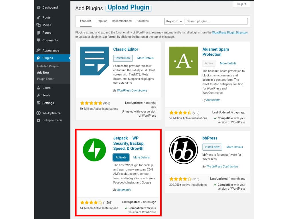 Jetpack Plugin In The Wordpress Plugin Directory