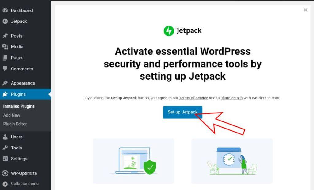 Jetpack Setup Screen For Connecting A Self-Hosted Wordpress Site