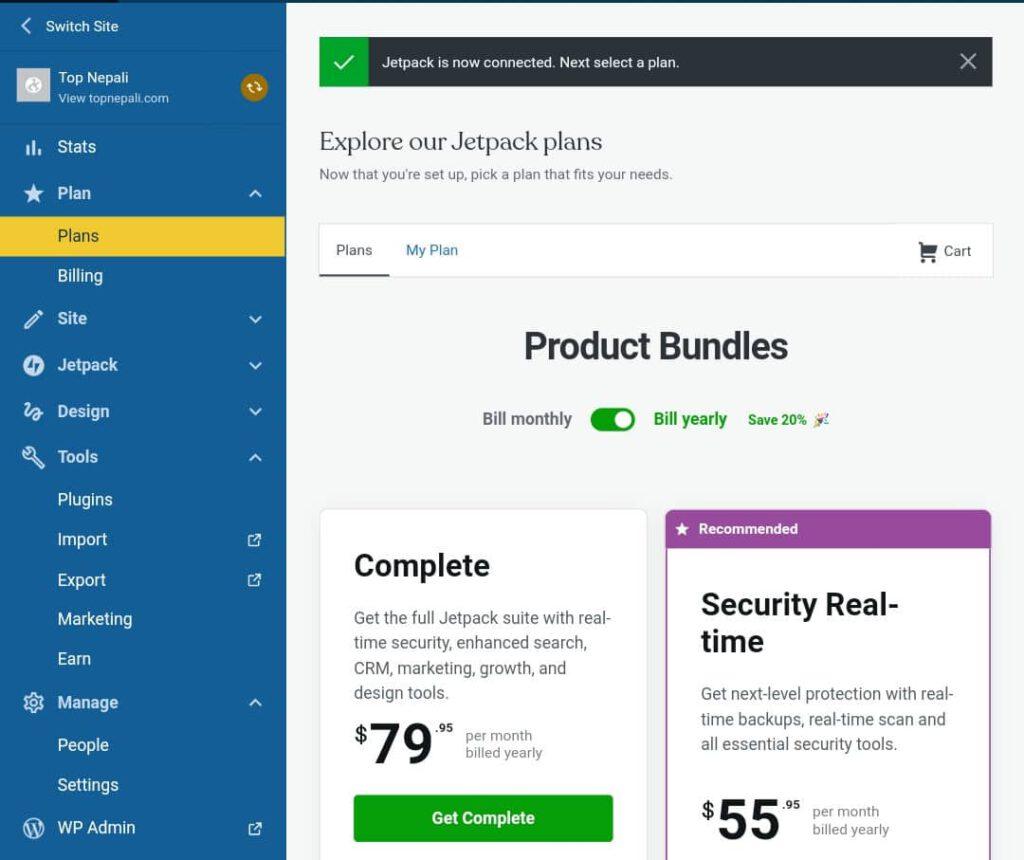Jetpack Connection Completed For A Self-Hosted Wordpress Site