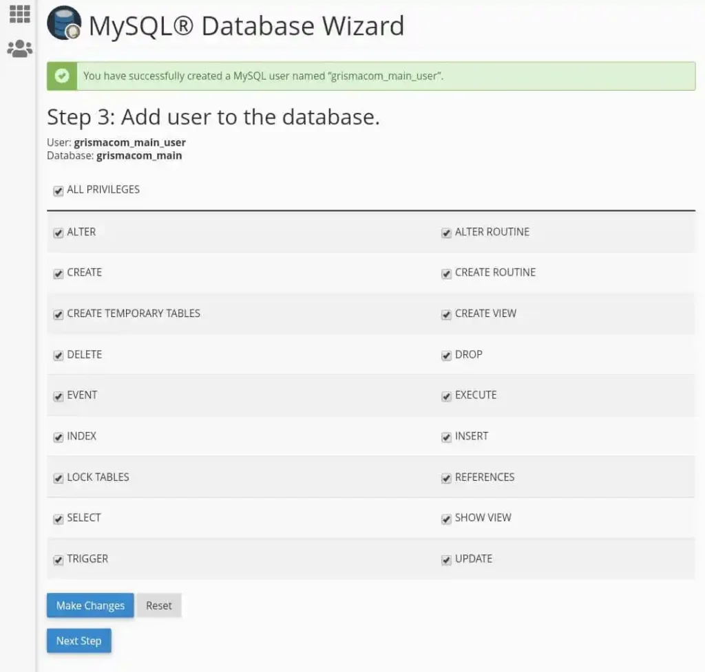Giving All Privileges To Sql Database User