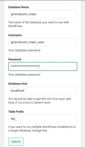 Providing Database Credentials To Install Wordpress Manually