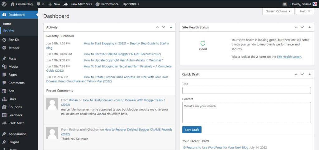 Wordpress Interface