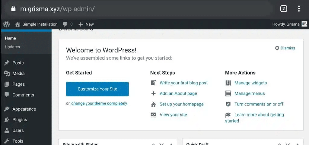 Wordpress Dashboard