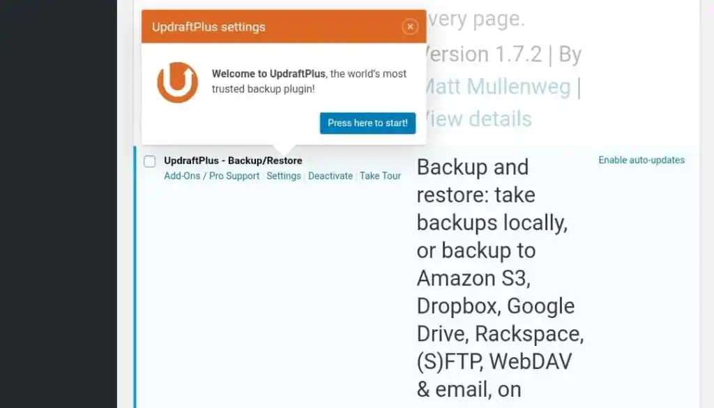 How To Back Up Wordpress To Google Drive With Updraftplus (2026 Guide) 3 Dashboard Of Updraft