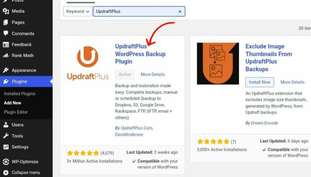 How To Back Up Wordpress To Google Drive With Updraftplus (2026 Guide) 2 Backup Wordpress Site Install Plugin